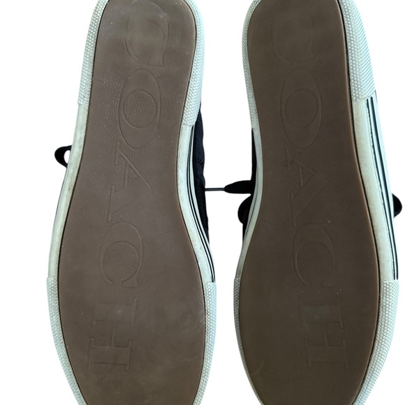 Men’s Coach Black on Black Brad Signature Logo Double C Canvas and Suede Shoes - Picture 7 of 8